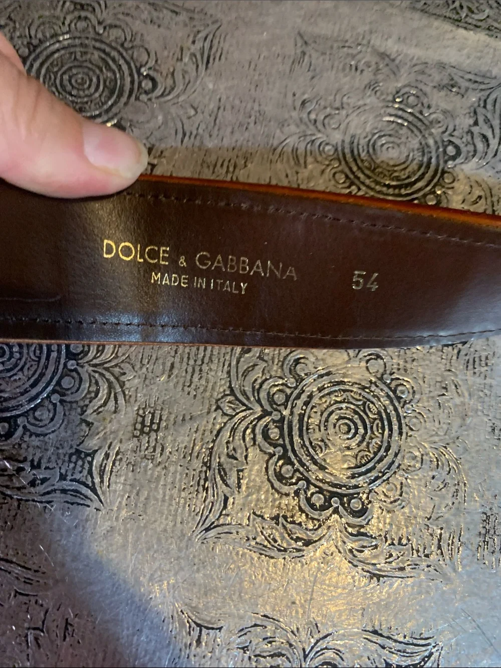Dolce & Gabbana Patchwork Leather Belt Size 54 Made in Italy